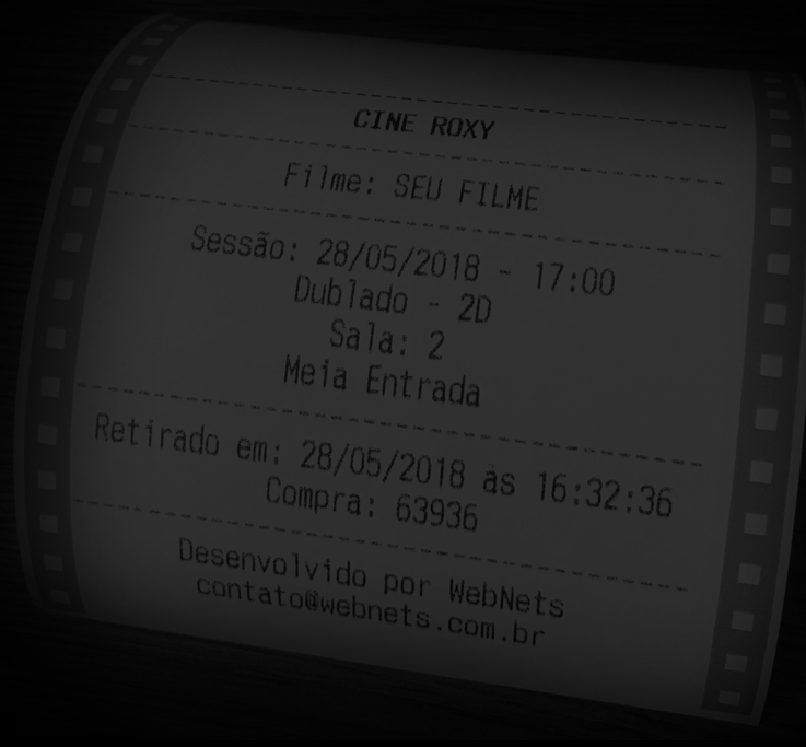 Foto de um modelo de ingresso antigo do Cine Roxy
