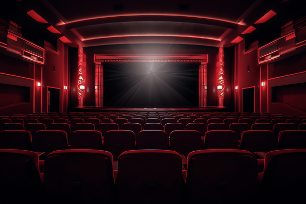 Sala de Cinema de frente para a Tela